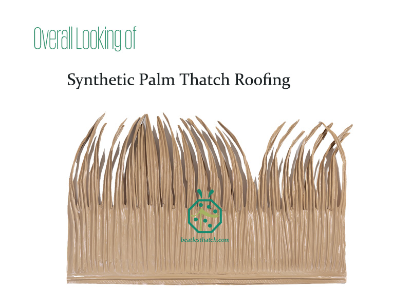 Synthetic resin palm thatch tiles for resort hotel overwater bungalow construction in tropical countries