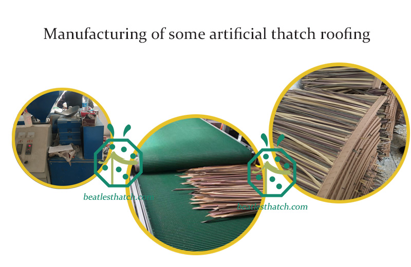 Synthetic thatch roofing manufacturing workshop in China