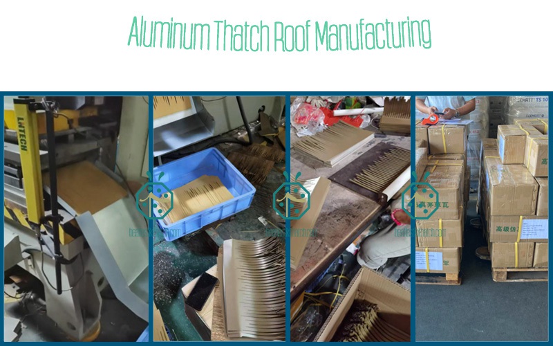 Aluminum thatch roof tiles production in China factory