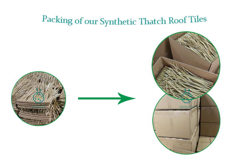 Packing for some of our simulated synthetic thatch roofing products