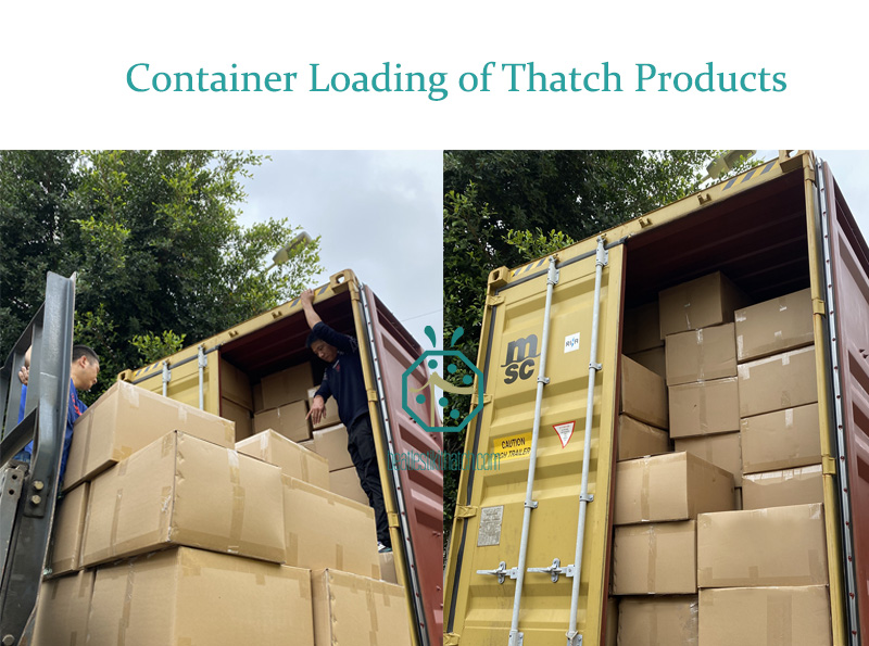 Container loading of synthetic thatch roof panels