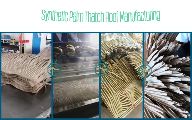 Synthetic palm leaf thatch roof production