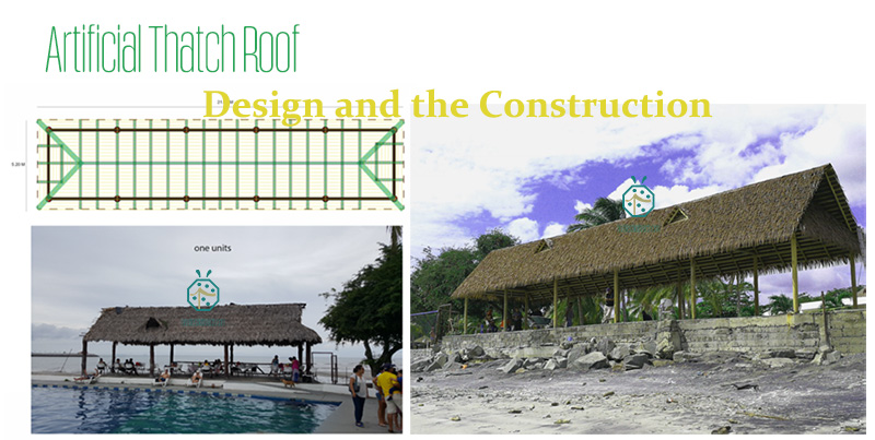 Synthetic reed thatch roof for waterfront landscape design for beach hotel villas