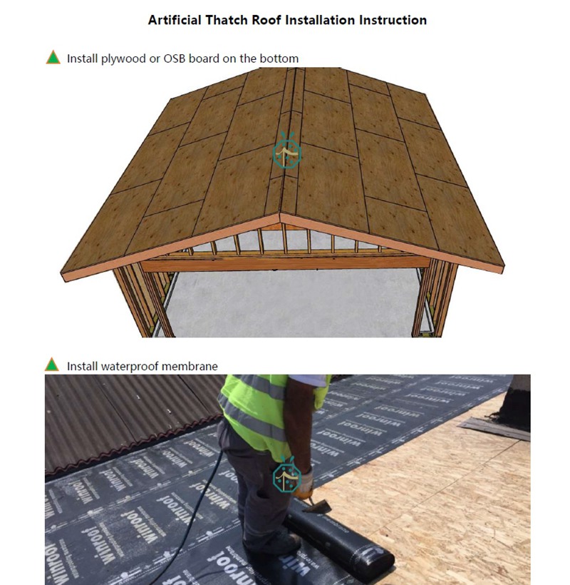 Easy installation of artificial raffia thatch roof panels