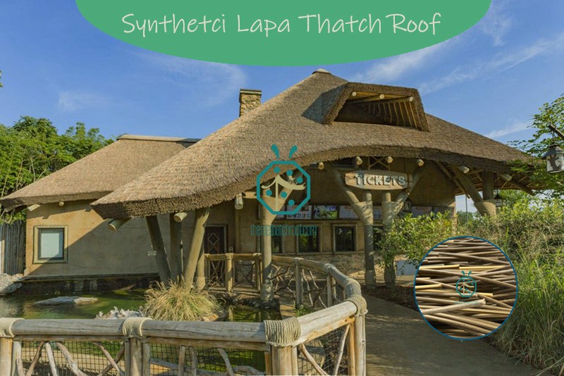 Synthetic reed thatch roof for waterfront landscape design for beach hotel villas