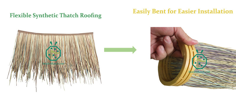 Easily Bent Synthetic Straw Thatch Roofing for Resort Hotel Villa or Theme Park Decoration