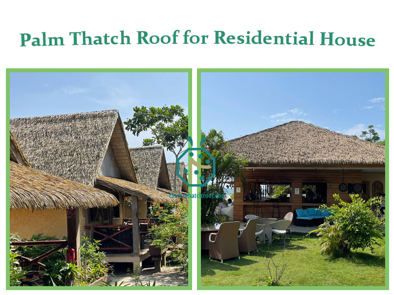 Anti-Uv Synthetic Palm Thatch Roof for Residential House Cottage Roof Replacement