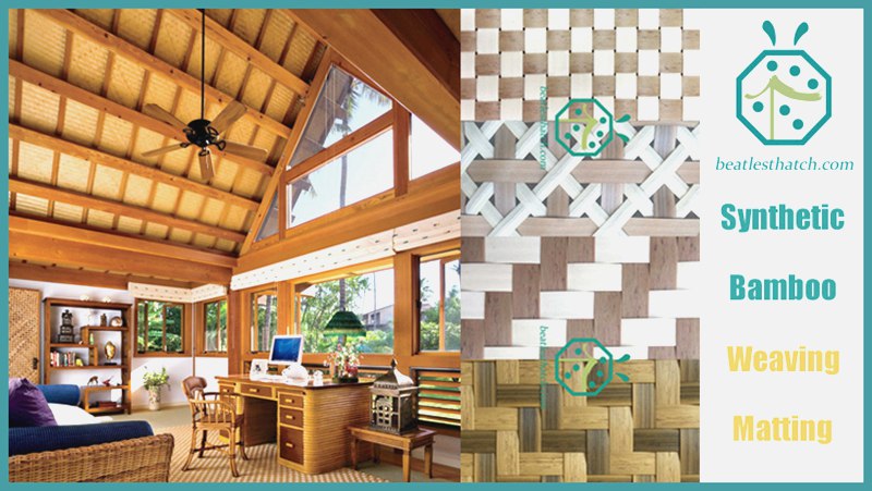 Idyllic plastic bamboo woven ceiling materials