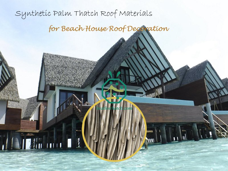 HDPE Plastic Palm Tree Thatch Roof Projects for Tourism Village Villa Bungalow Construction